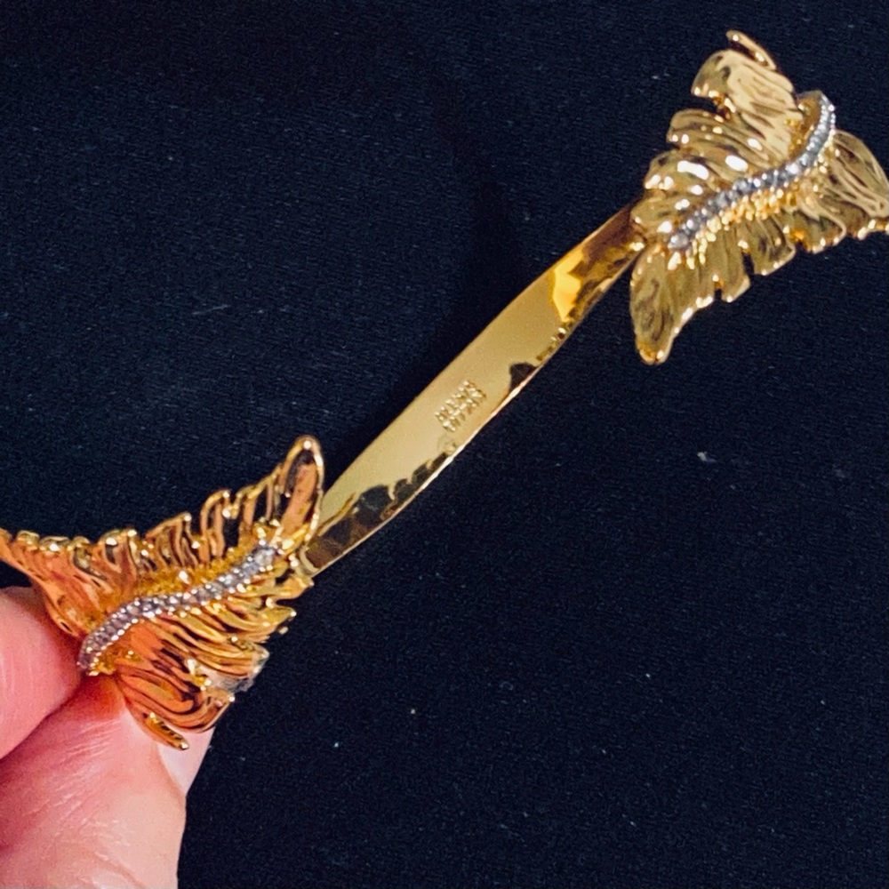 ✂️ALEXIS BITTAR Crystal Gold Leaf Cuff Bracelet - Picture 15 of 16